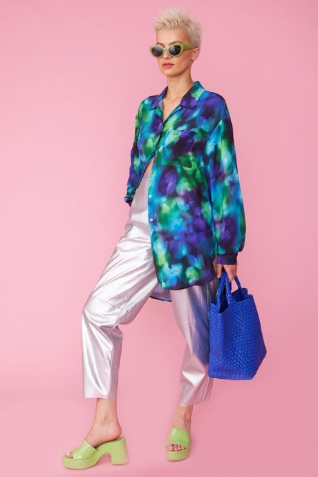 JAYLEY Blue Hand Knitted Leather Tote Bag With Matching Purse