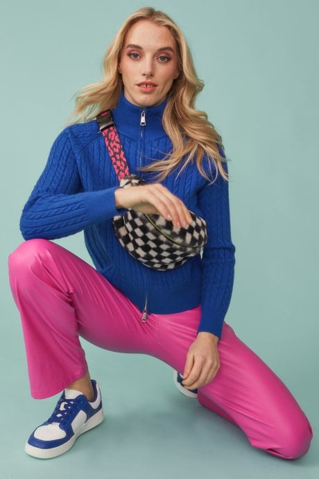 JAYLEY Blue High Neck Zip Cashmere Jumper