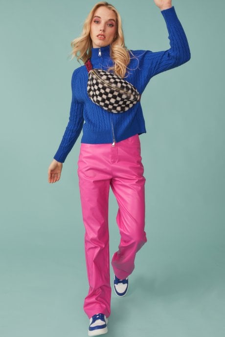 JAYLEY Blue High Neck Zip Cashmere Jumper