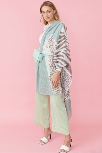 JAYLEY Blue Luxury Cashmere Silk Blend Wrap