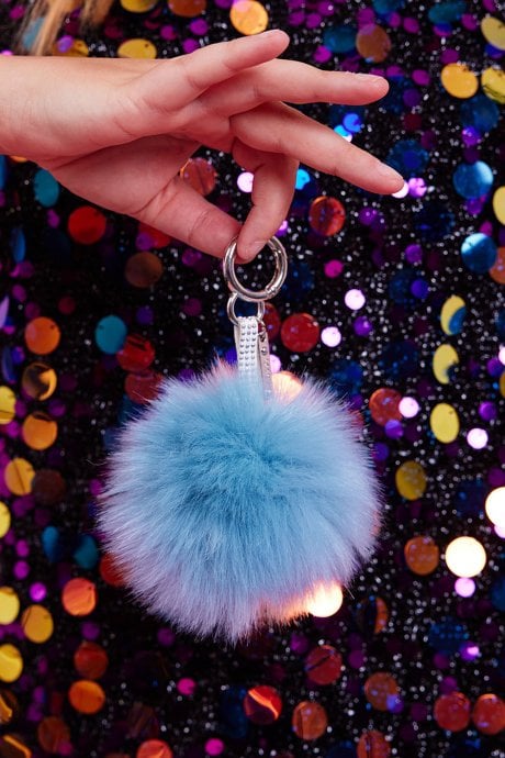 JAYLEY Blue Luxury Faux Fur Pom Bag Charms