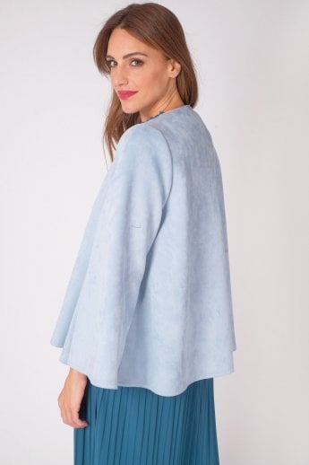 JAYLEY Blue Luxury Faux Suede Jacket