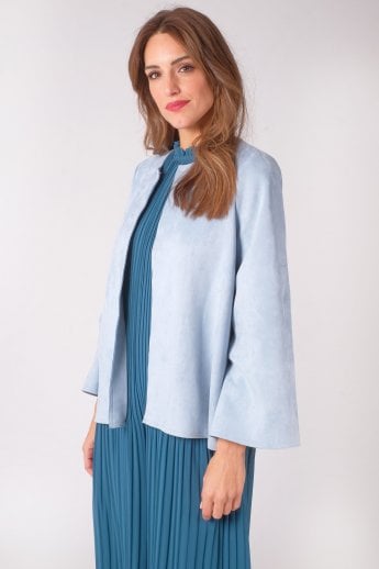 JAYLEY Blue Luxury Faux Suede Jacket