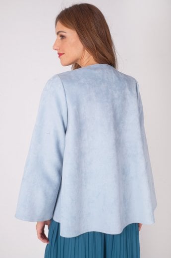 JAYLEY Blue Luxury Faux Suede Jacket