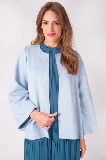JAYLEY Blue Luxury Faux Suede Jacket