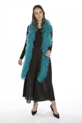 JAYLEY blue Mongolian Fur Long Scarf