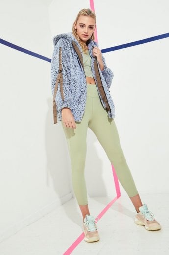 JAYLEY Blue Mottled Snow Faux Fur Hooded Jacket