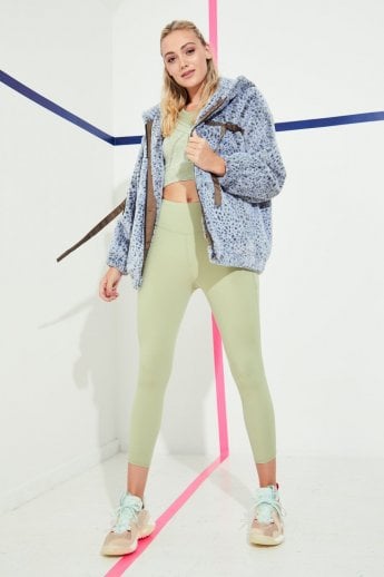 JAYLEY Blue Mottled Snow Faux Fur Hooded Jacket