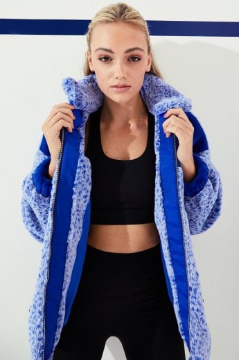 JAYLEY Blue Mottled Snow Faux Fur Jacket