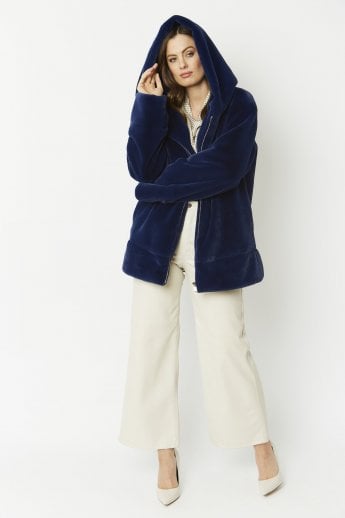 JAYLEY Blue Oversized Faux Fur Jacket
