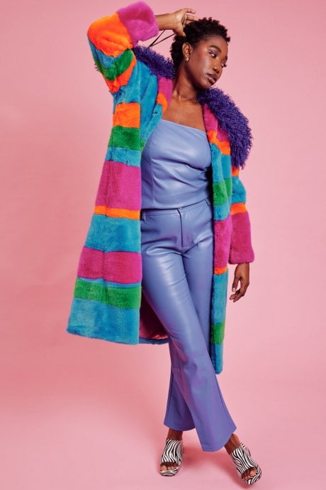 JAYLEY Blue Picasso Bamboo Blend Hand Painted Maxi Coat