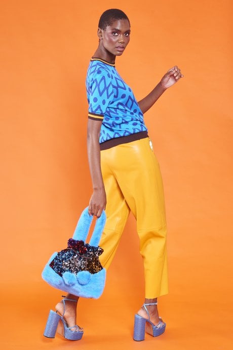 JAYLEY Blue Sequin And Faux Fur Bag