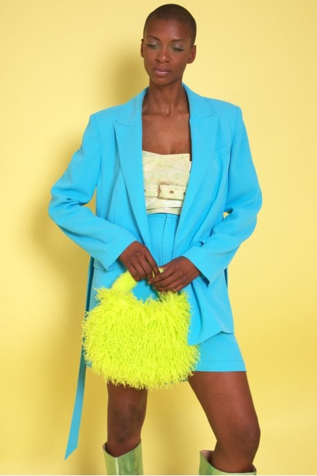 JAYLEY Blue Silk Blend Blazer with Belt