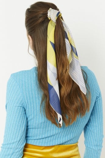 JAYLEY Blue Silk Blend Hair Scarf