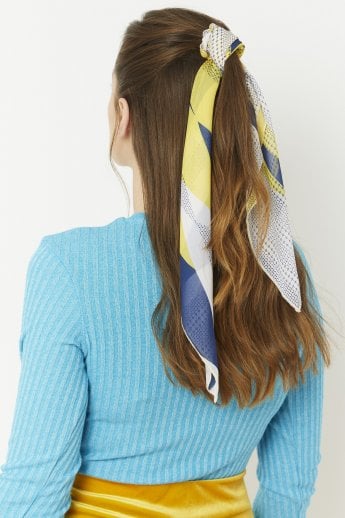 JAYLEY Blue Silk Blend Hair Scarf