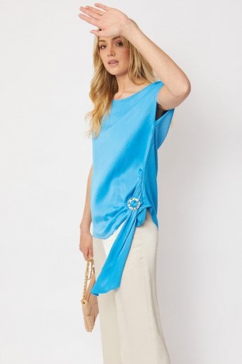 JAYLEY Blue Silk Blend Laura Top