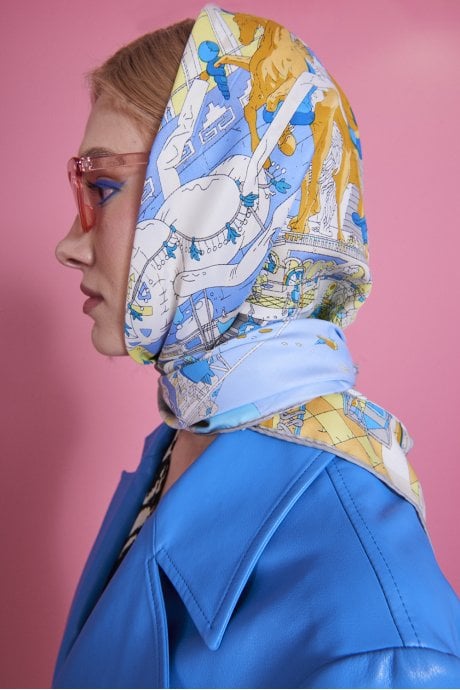 JAYLEY Blue Silk Blend Scarf