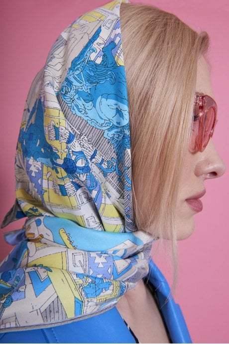 JAYLEY Blue Silk Blend Scarf