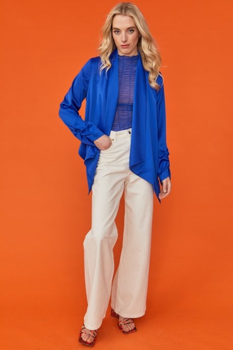 JAYLEY Blue Silk Blend Waterfall Jacket