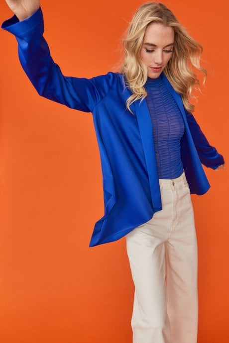 JAYLEY Blue Silk Blend Waterfall Jacket