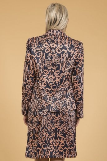JAYLEY Blue Silk Patterned Skirt