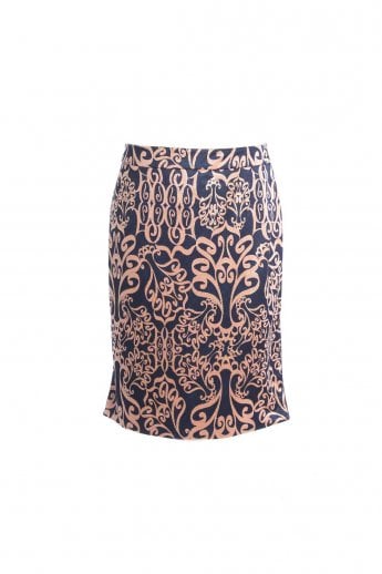 JAYLEY Blue Silk Patterned Skirt
