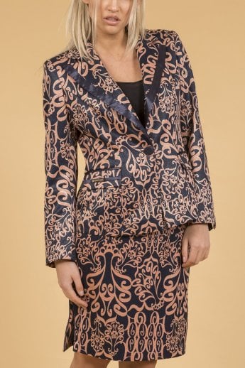 JAYLEY Blue Silk Patterned Skirt