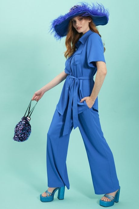 JAYLEY Blue Tencel Blend Safari Shirt