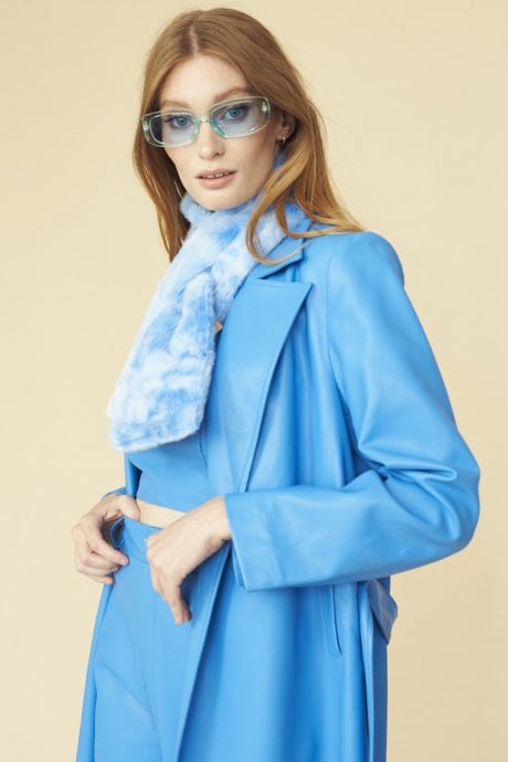 JAYLEY Blue Tie-Dye Faux Fur Scarf