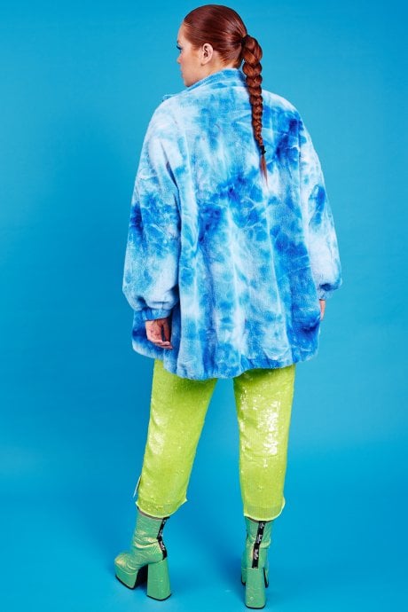 JAYLEY Blue Tie Dye Oversized Coat