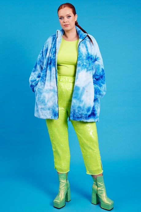 JAYLEY Blue Tie Dye Oversized Coat
