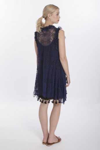 JAYLEY Blue Vintage Lace Gilet | Waistcoat