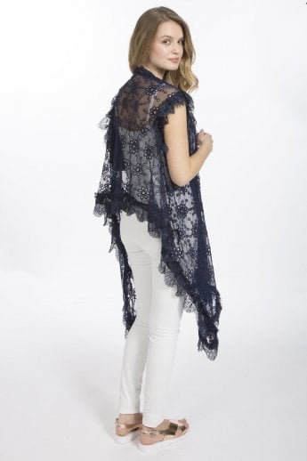 JAYLEY Blue Vintage Lace Gilet | Waistcoat