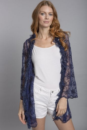 JAYLEY Blue Vintage Lace Jacket