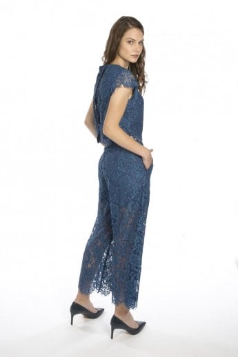JAYLEY Blue Vintage Lace Top