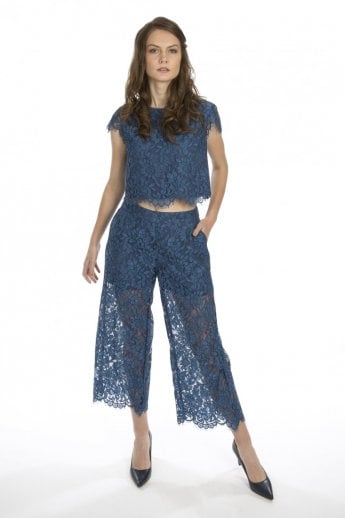 JAYLEY Blue Vintage Lace Top