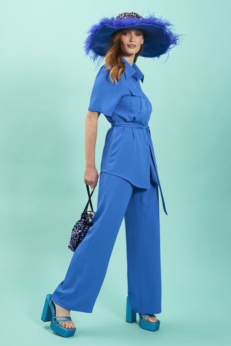 JAYLEY Blue Wide Leg Trousers