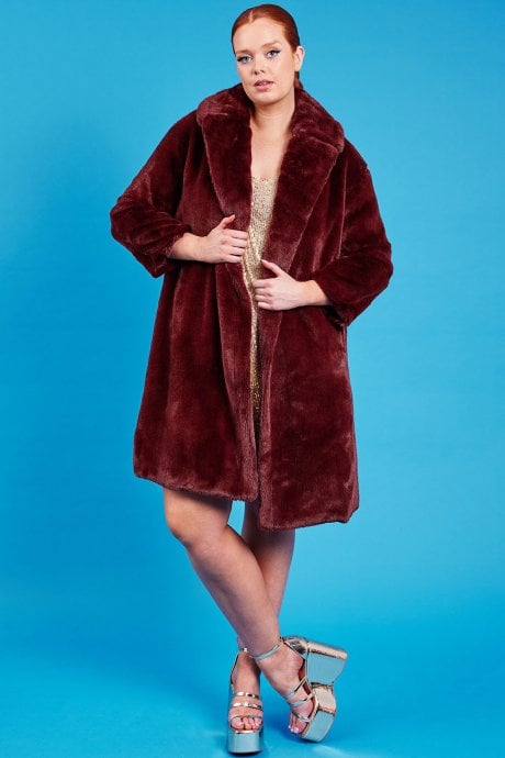 JAYLEY Brown Faux Fur Coat