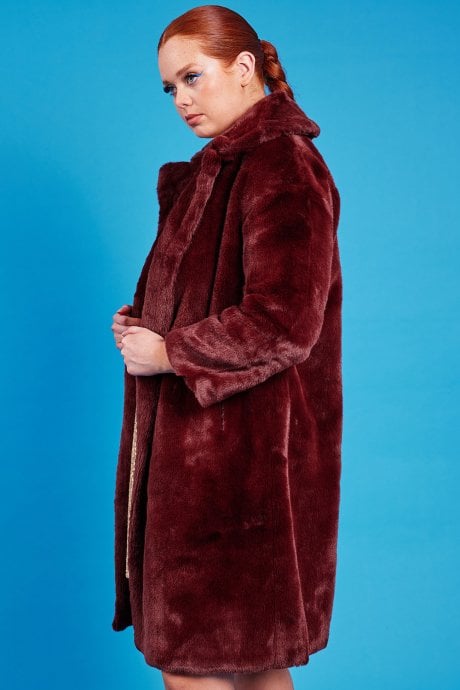 JAYLEY Brown Faux Fur Coat