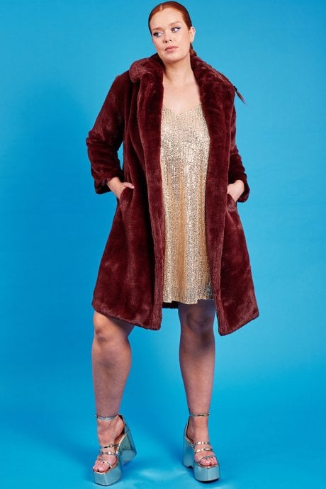 JAYLEY Brown Faux Fur Coat