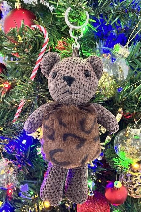 JAYLEY Brown Faux Fur Leopard Print Teddy Bear