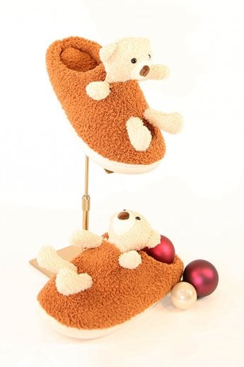 JAYLEY Brown Faux Fur Slippers