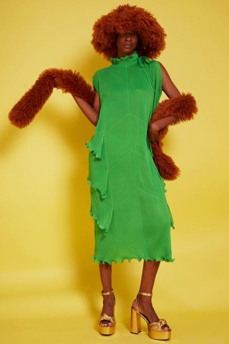 JAYLEY Brown Knitted Faux Mongolian Dress Scarf