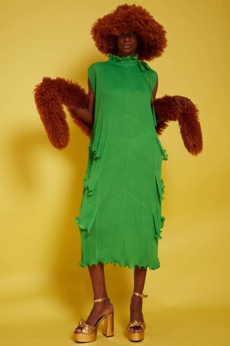 JAYLEY Brown Knitted Faux Mongolian Dress Scarf