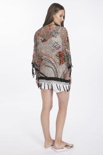 JAYLEY Brown Silk Kimono Jacket
