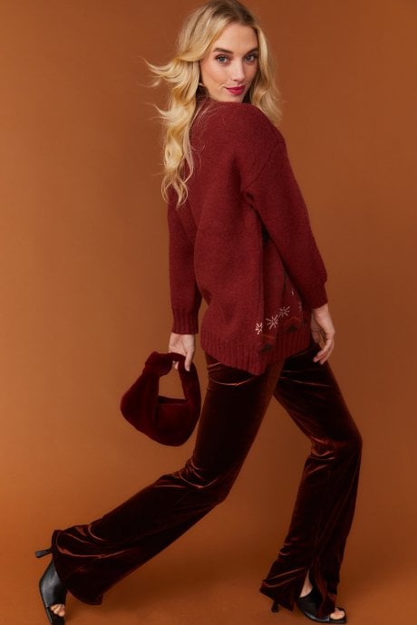 JAYLEY Burgundy Cashmere & Wool Blend Christmas Jumper