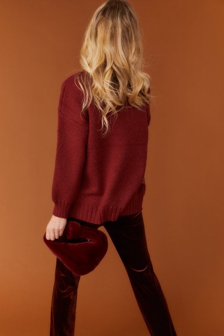 JAYLEY Burgundy Cashmere & Wool Blend Christmas Jumper