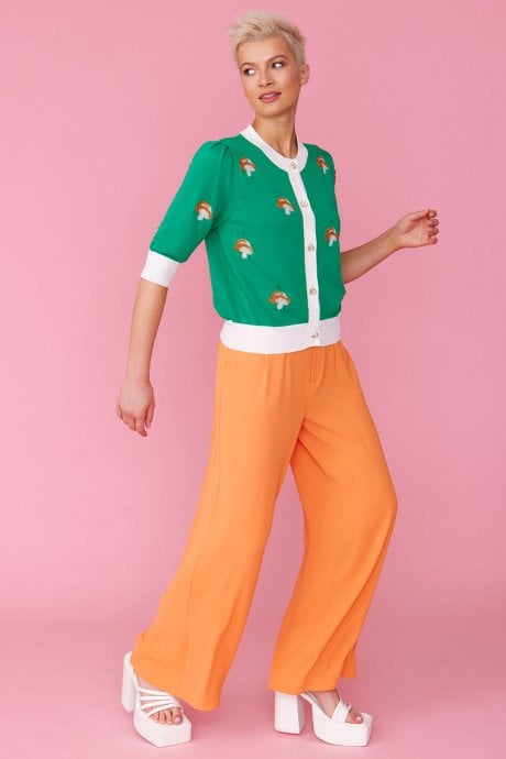 JAYLEY Cashmere and Banana Peel Blend Mushroom Design Cardigan