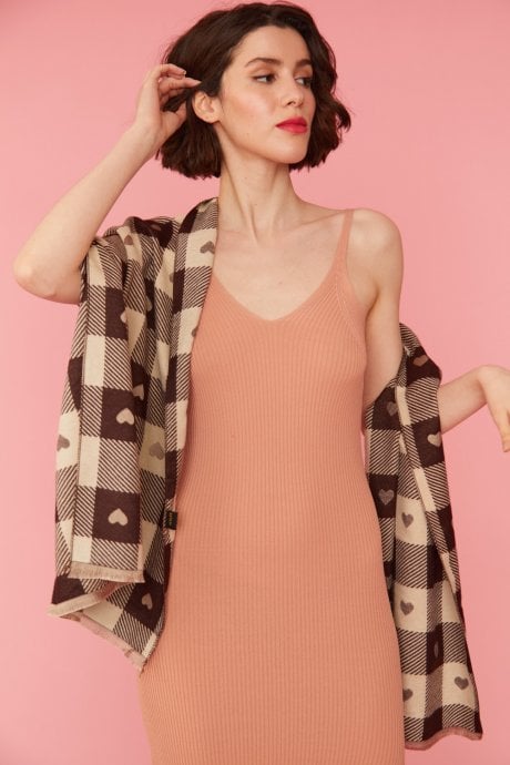 JAYLEY Cashmere And Silk Blend Check Love Heart Wrap