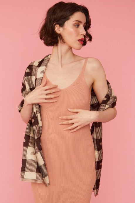 JAYLEY Cashmere And Silk Blend Check Love Heart Wrap